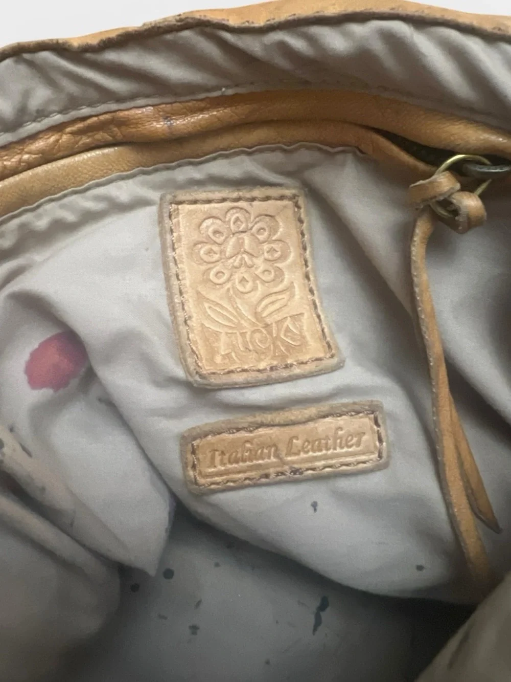 Lucky Brand Ramblin Rose Lambskin Boho Hobo Bag Tan Tooled Y2K